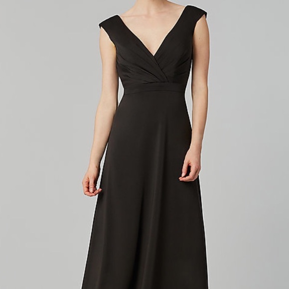 V-Neck Long Satin Bridesmaid Dress by Kleinfeld - Picture 1 of 4